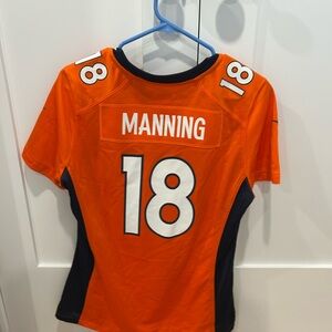 Orange and Black Football Peyton Manning Jersey with Number 18
